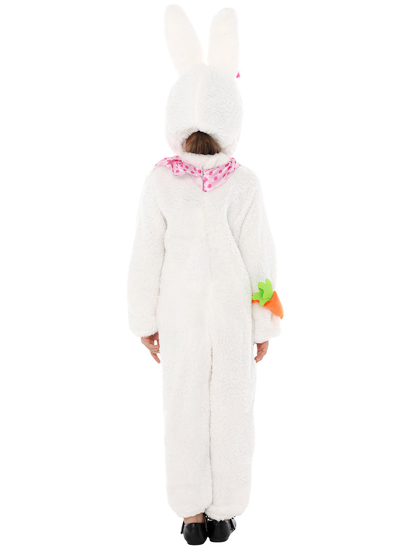 Kids Fuzzy Bunny Costume Cute Rabbit Carrot Easter Bunny Outfit