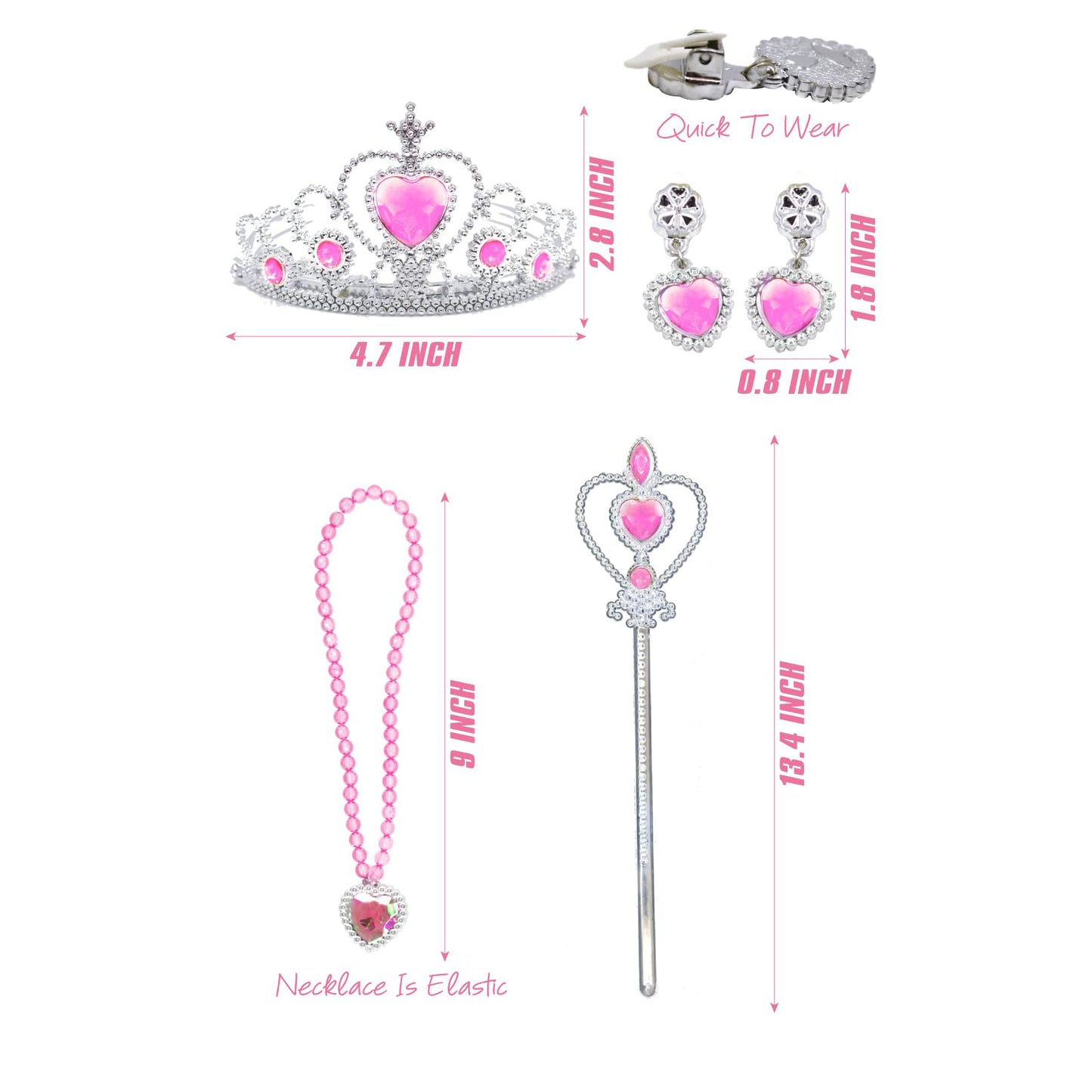 Girls Light-up Princess Costume with Accessories Hot Pink Princess Dress