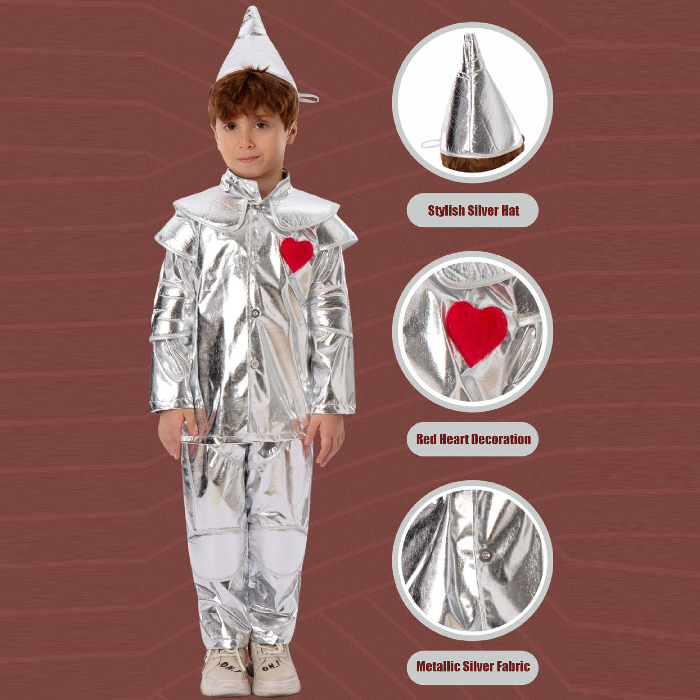 Boys Tin Man Costume Party Halloween Kids Tin Man Cosplay Costumes
