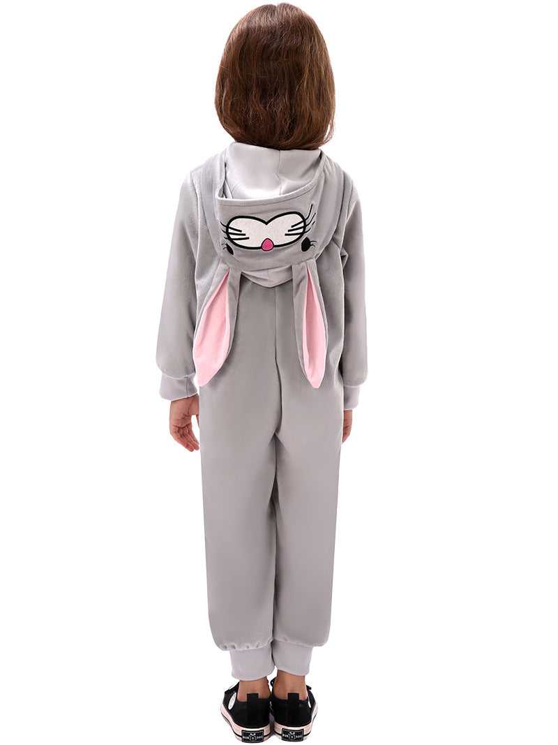 Kids Bunny Costume Girls Boys Fuzzy Bunny Onesie Unisex Easter Outfit