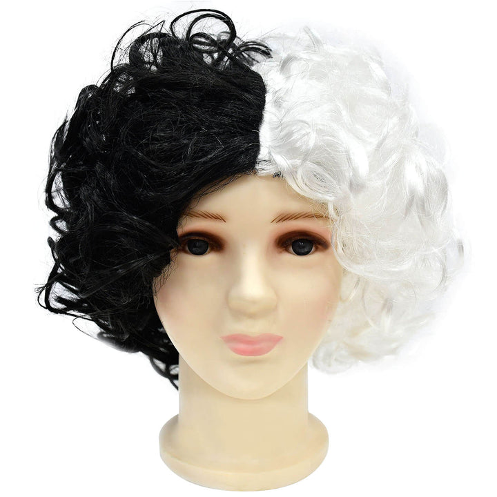 Grils White/ Black Costume Halloween Cosplay Dress Kids Cosplay Dress Wig Bag Full Set