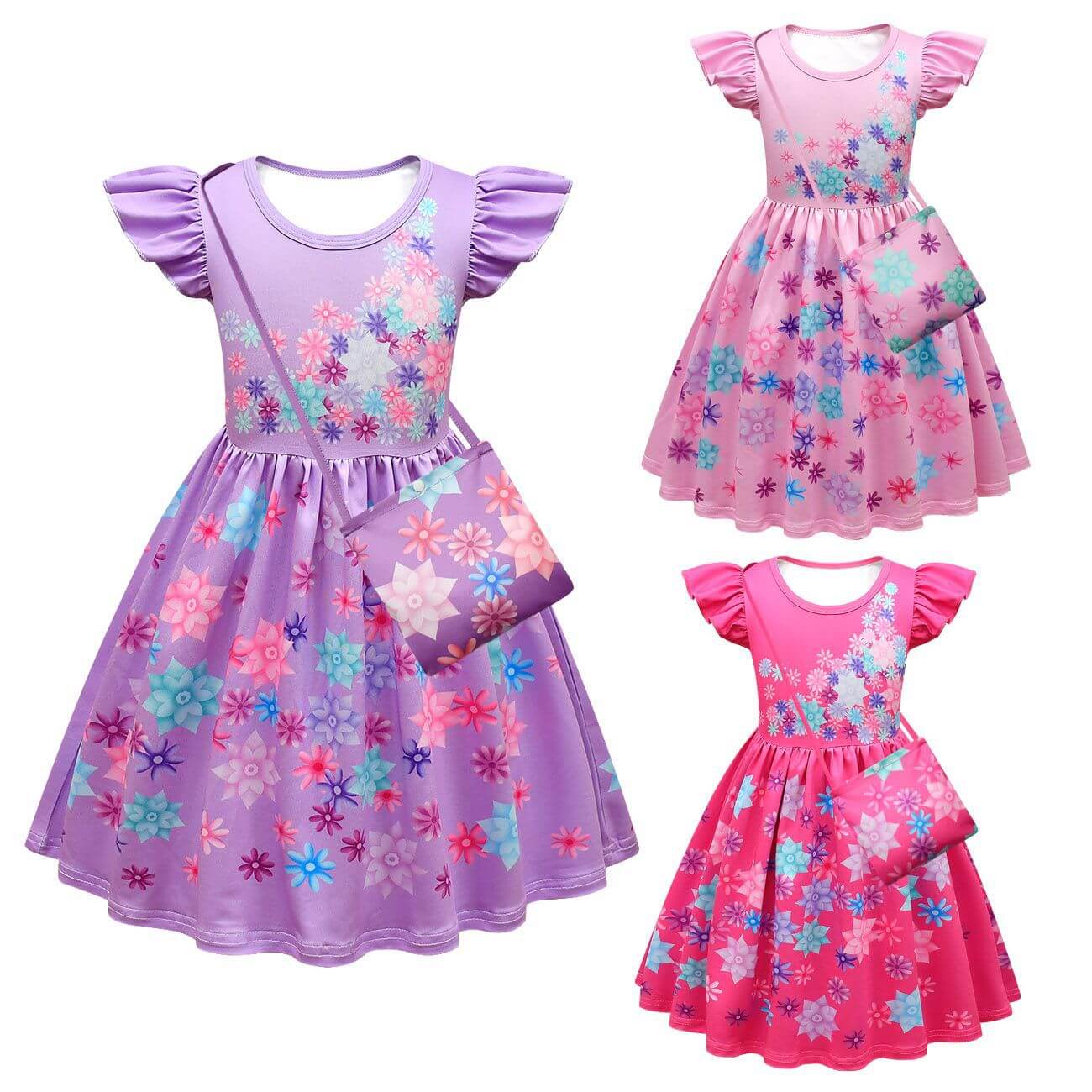 Girls Isabela Party Dress Short Ruffles Sleeve Madrigal Dress For Kids