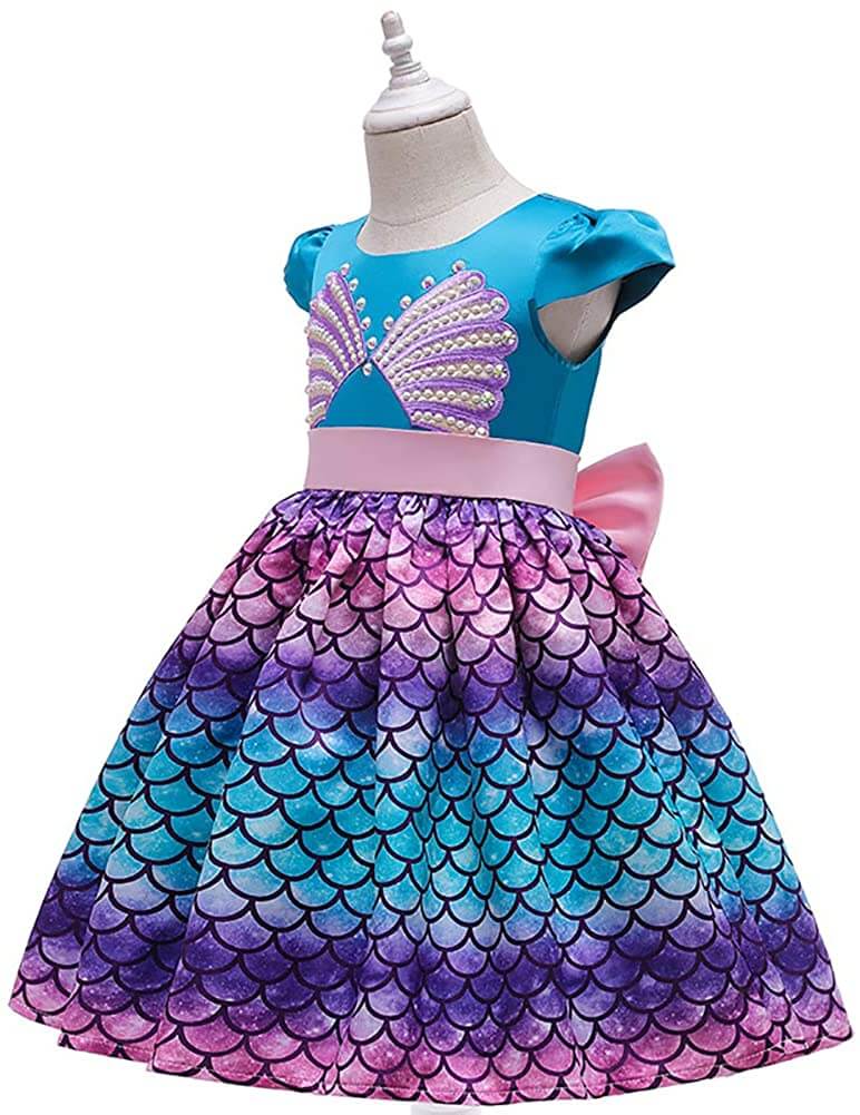 Kids Mermaid Dress Princess Ariel Cosplay Costume Summer Party Fairy Costume 3-11 Years