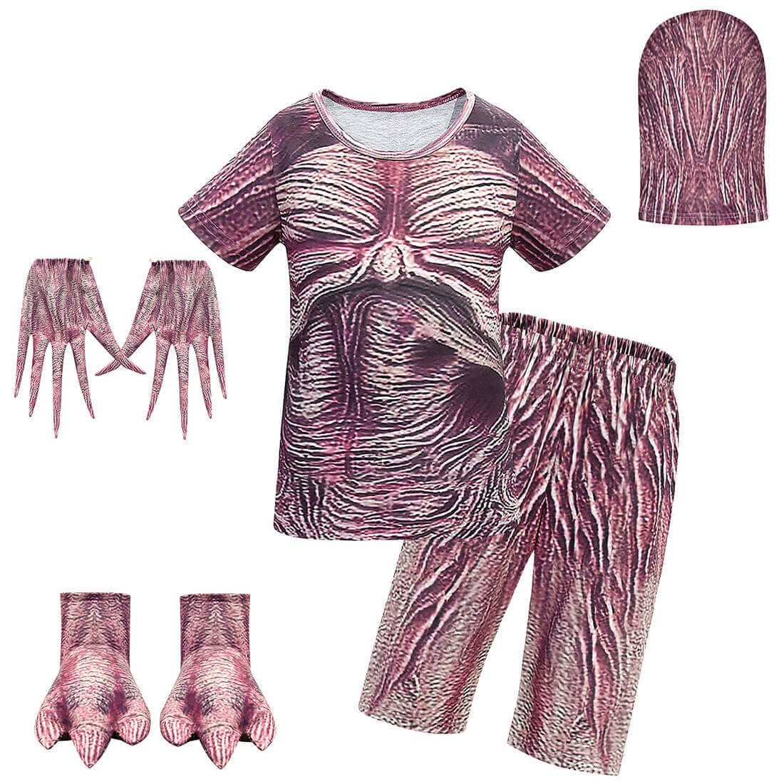 Kids Halloween Cosplay Monster Jumpsuit Bodysuit Piranha Set