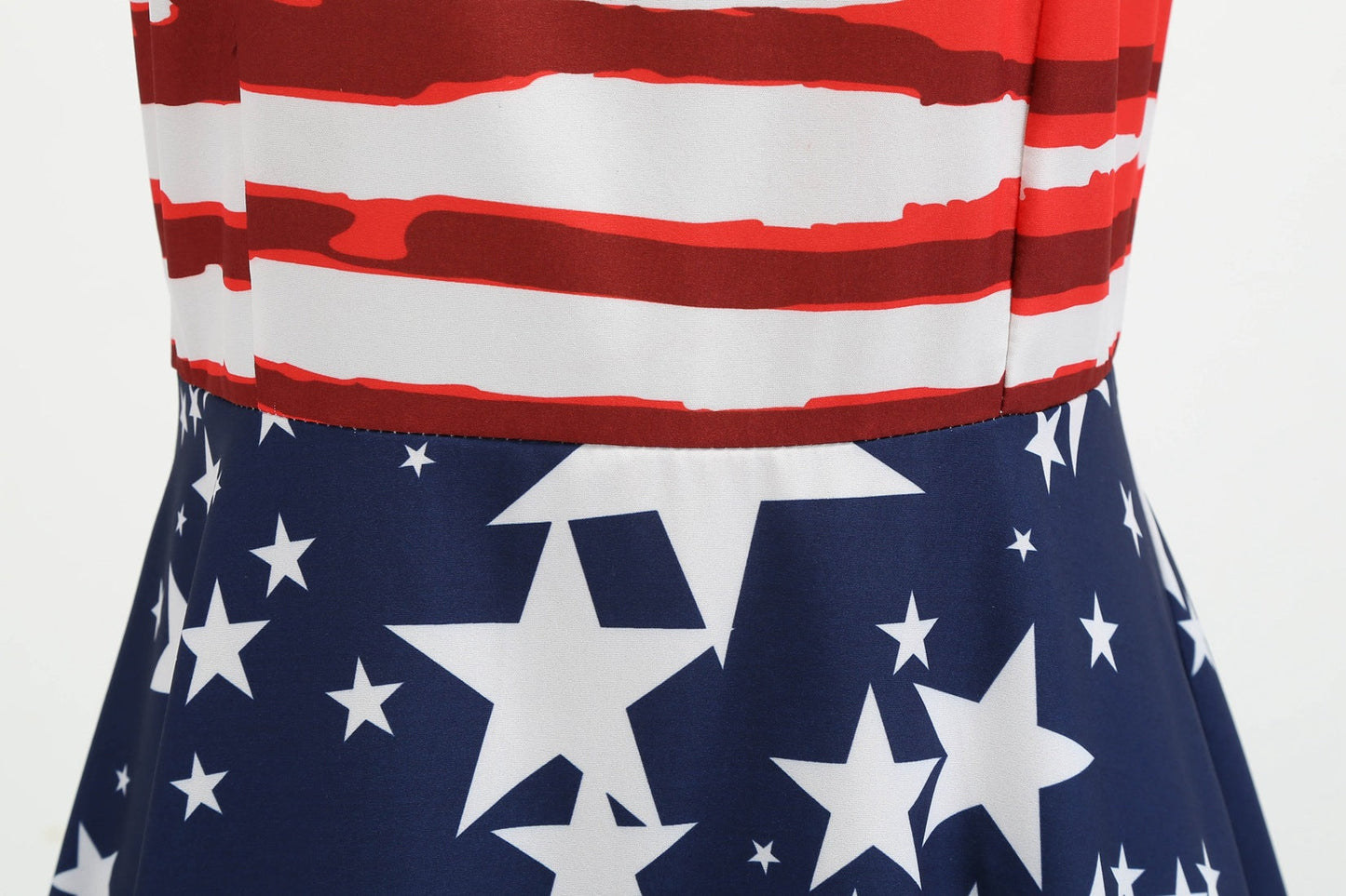 Adult Memorial Day Dress Fourth Of July Patriotic Dress V-neck Flag Dress