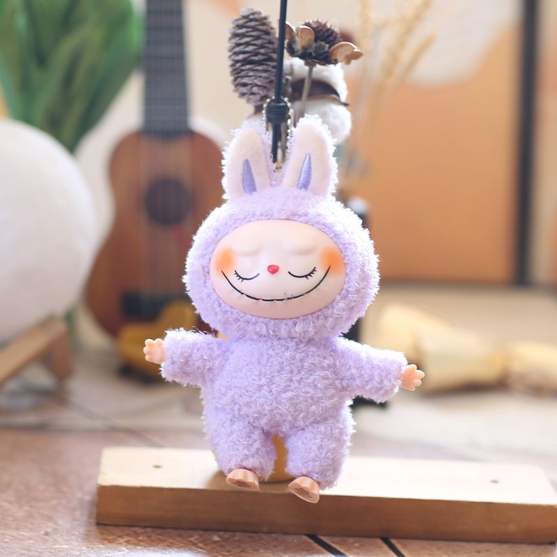 Labubu Keychain 6.7inch The Monsters Cute Mini Vinyl Plush Doll Desktop Ornament