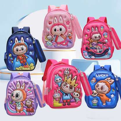 Kids Labubu School Backpack The Monster Shoulder Bag for Boys and Girls