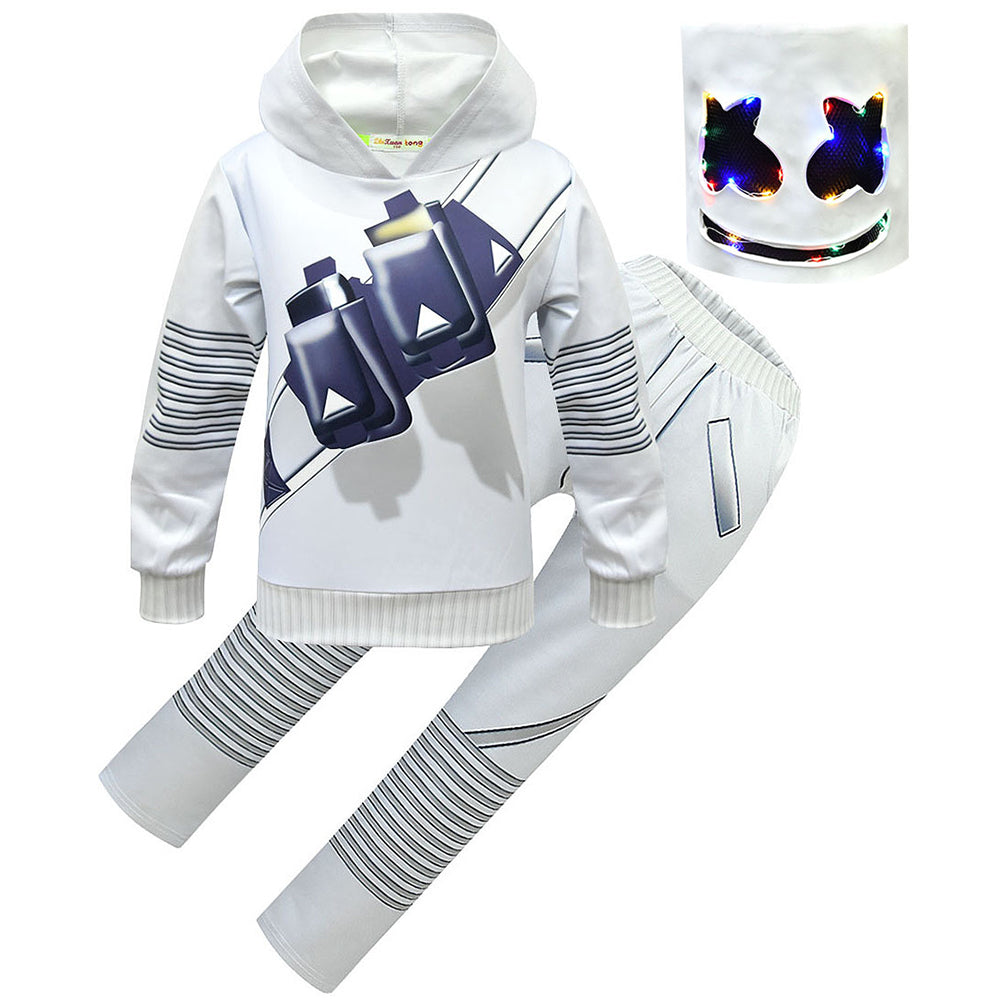 Kids DJ Marshmallow Costume Light Ip Helmet Marshmallow DJ Rock Cosplay Outfits