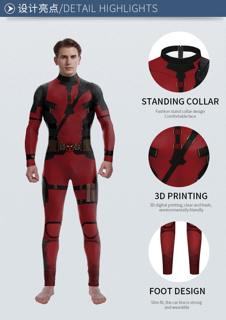 New arrival movie Deadpool 3 Wolverine cosplay jumpsuit printed tights
