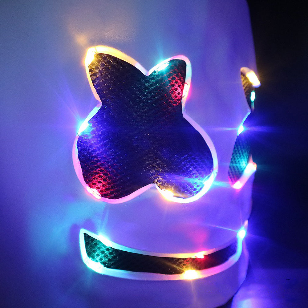 DJ Marshmallow Light-Up LED Helmet Luminous Glow Marshmallow Cosplay Accessory