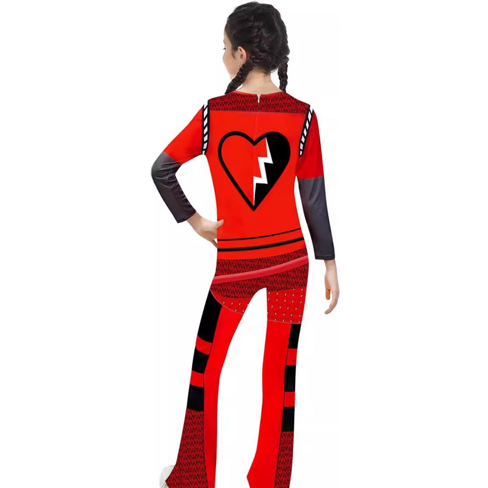 Girls The Rise Of Red Costume Princess Red Cosplay Outfit Tops and Pants Suit