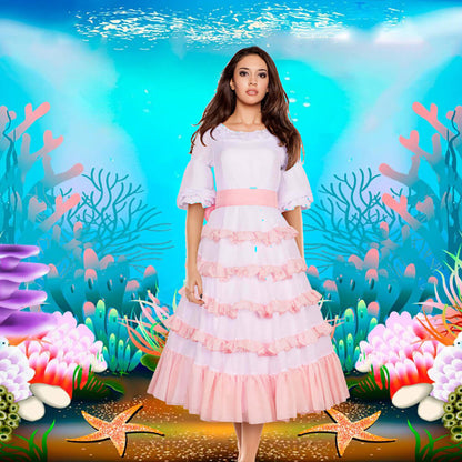 Princess Ariel Dress Little Mermaid Ariel Costume Adult Pink Layered Princess Dress