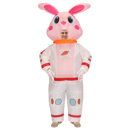 Inflatable Easter Bunny Costume Spaceman Design Air Blow Up Rabbit Costume