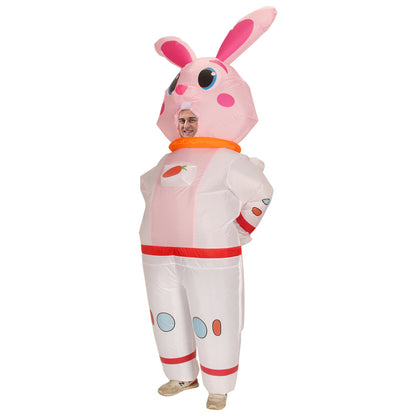 Inflatable Easter Bunny Costume Spaceman Design Air Blow Up Rabbit Costume