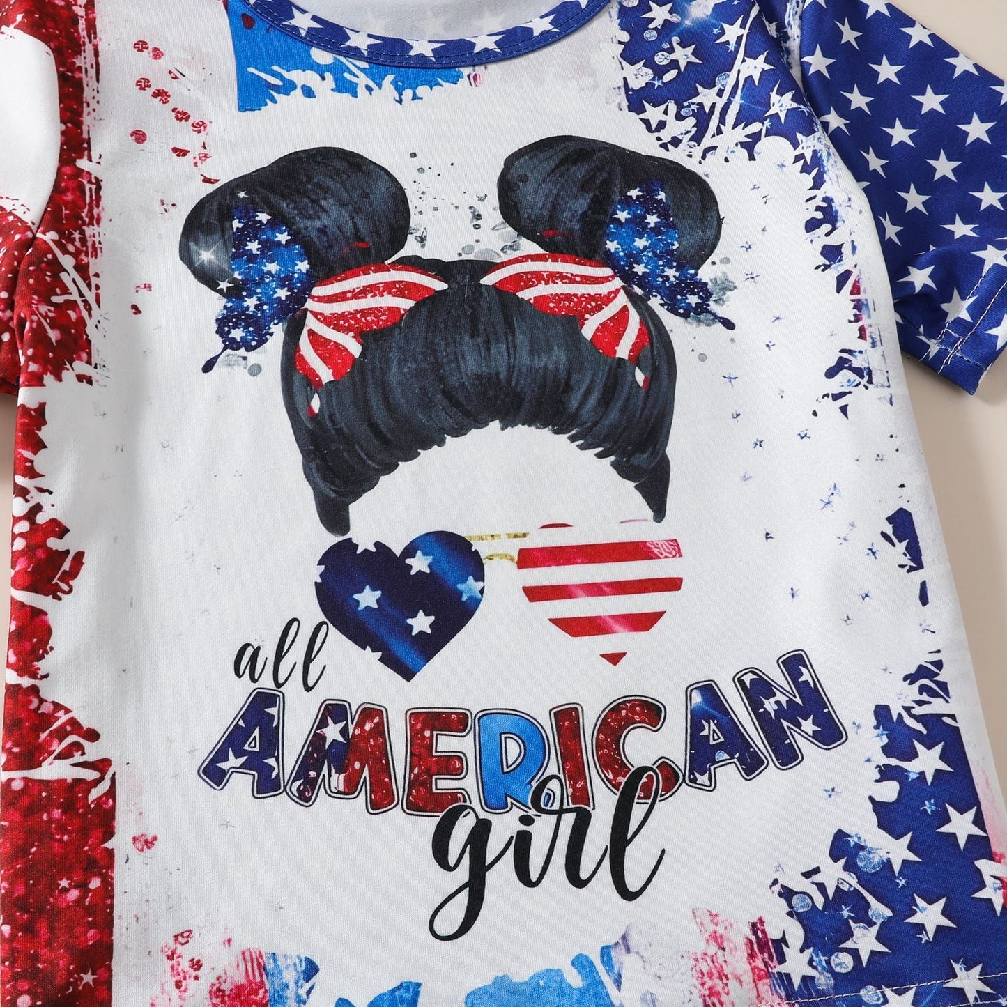 Little Girls 4th Of July T-shirt American Girl Printed Patriotic Top