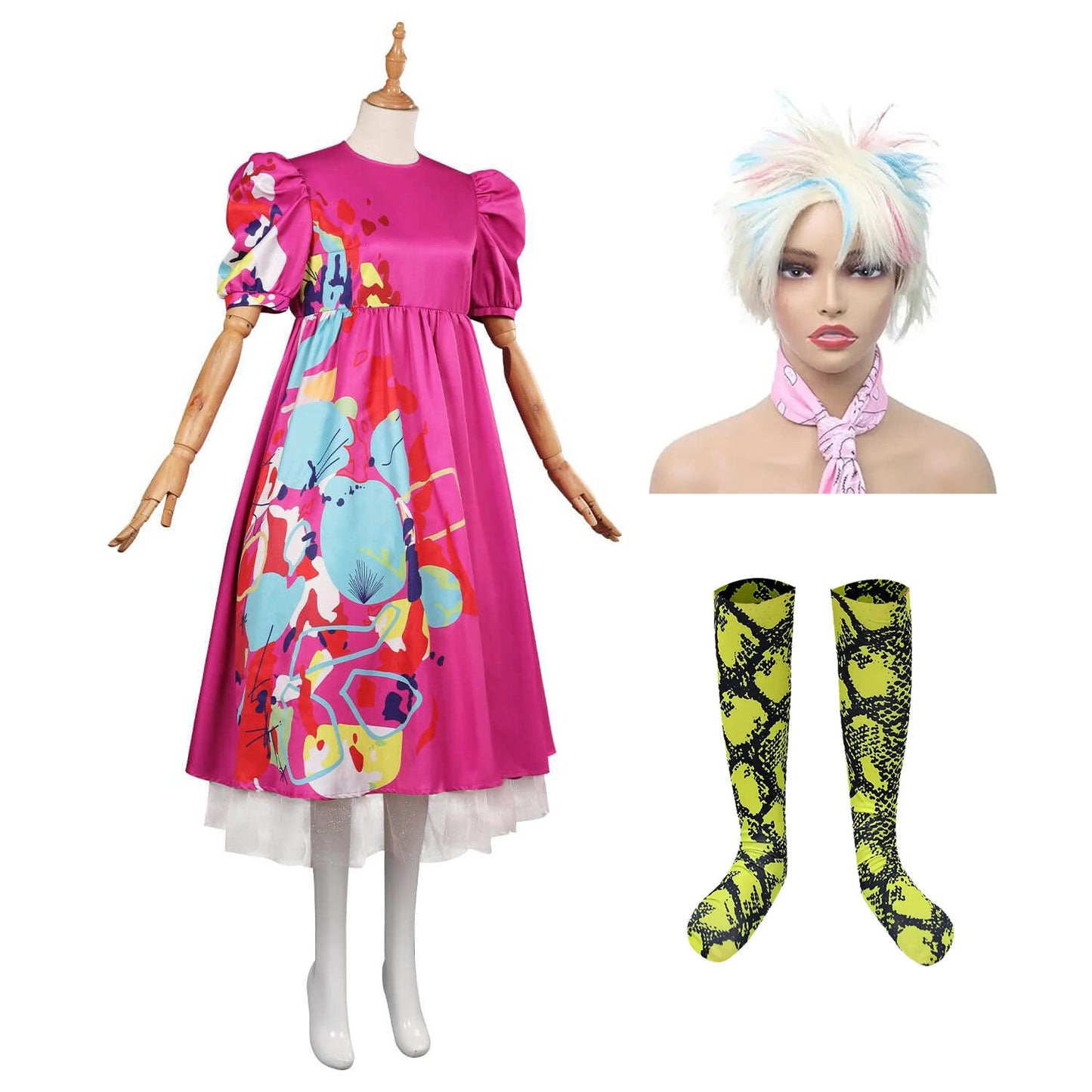 Weird Barbara Costume Movie Kate McKinnon Hot Pink Cosplay Dress Halloween Outfit for Kids Adults