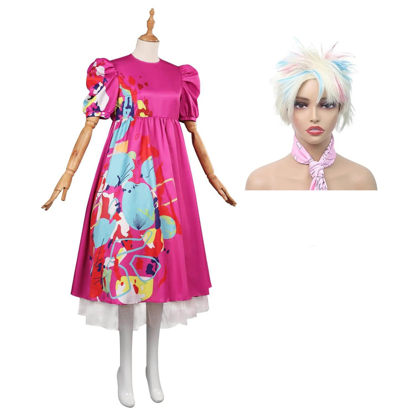 Weird Barbara Costume Movie Kate McKinnon Hot Pink Cosplay Dress Halloween Outfit for Kids Adults