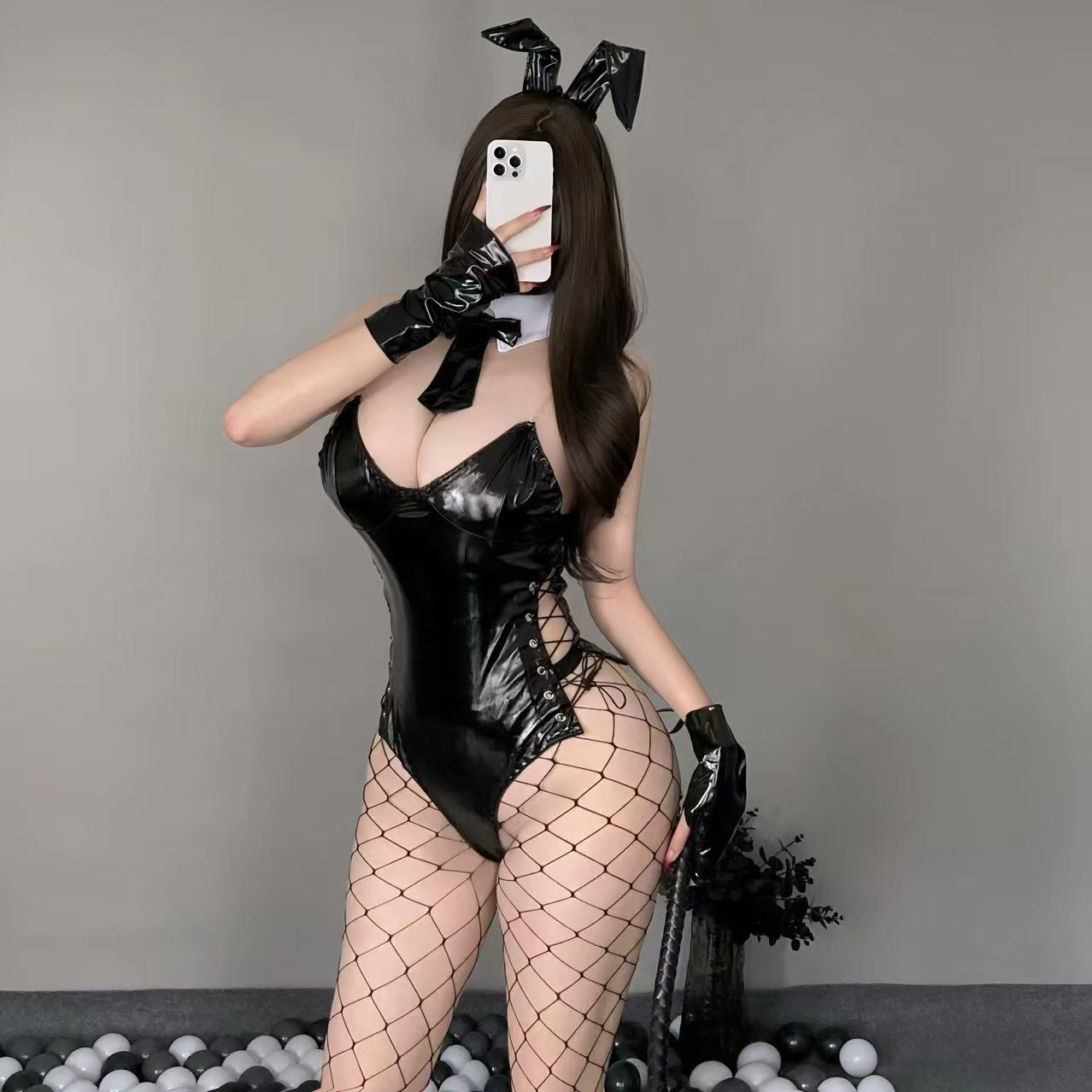 Sexy Bunny Costume Black Bunny Girl Dress Up Outfit 4PCS Set