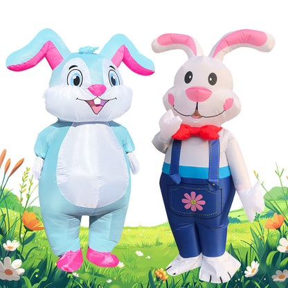 Adult Inflatable Bunny Costume Cute Blue Blow Up Rabbit Outfit