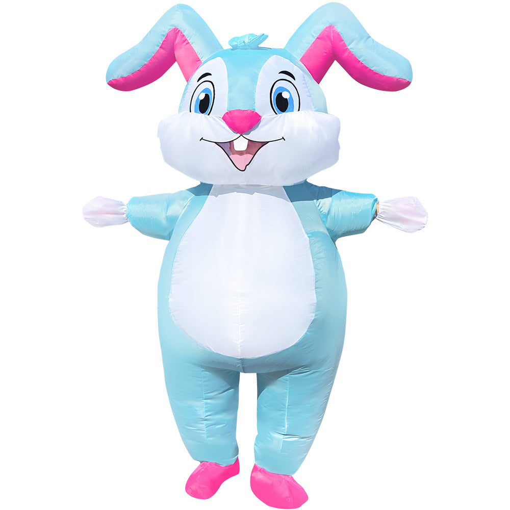 Adult Inflatable Bunny Costume Cute Blue Blow Up Rabbit Outfit