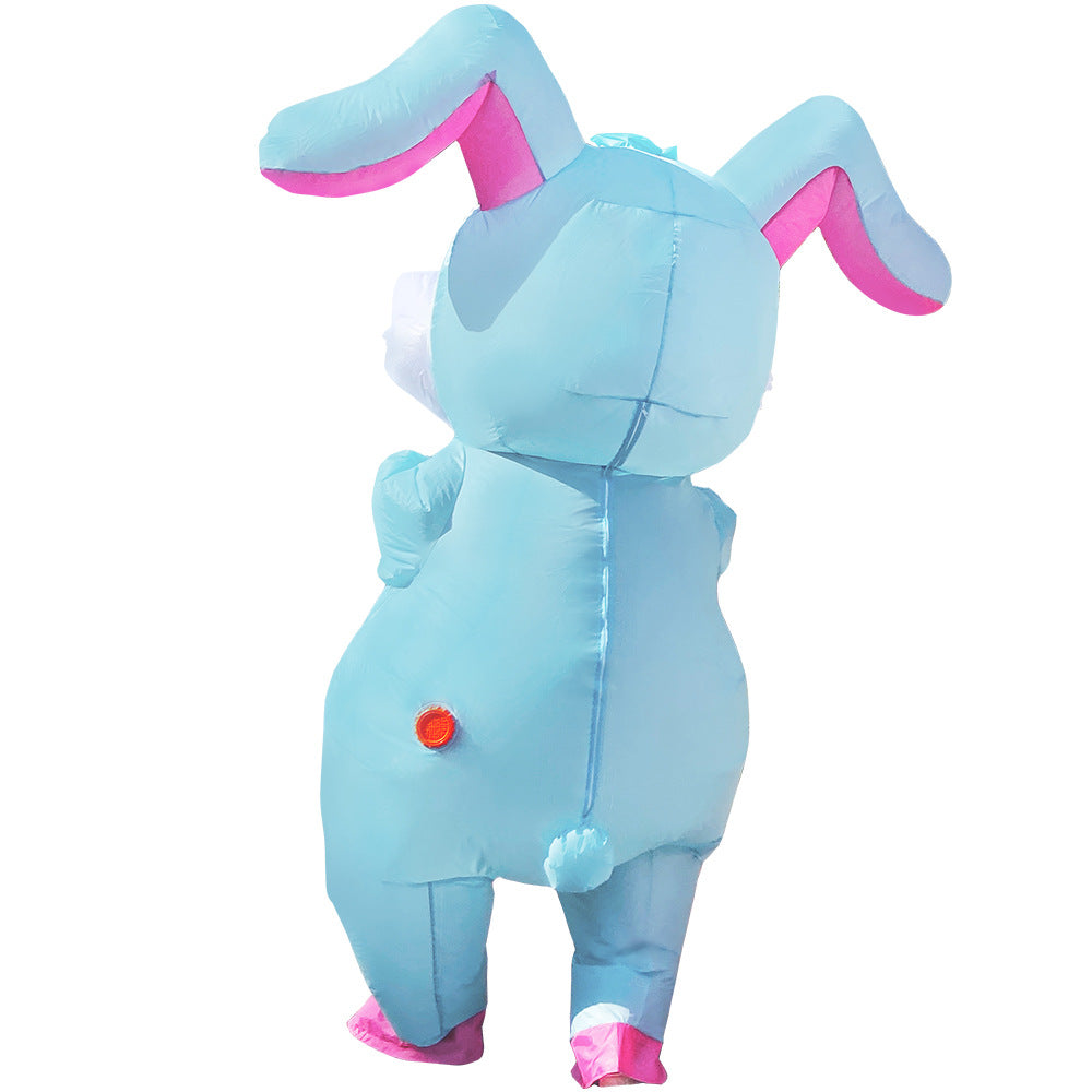 Adult Inflatable Bunny Costume Cute Blue Blow Up Rabbit Outfit