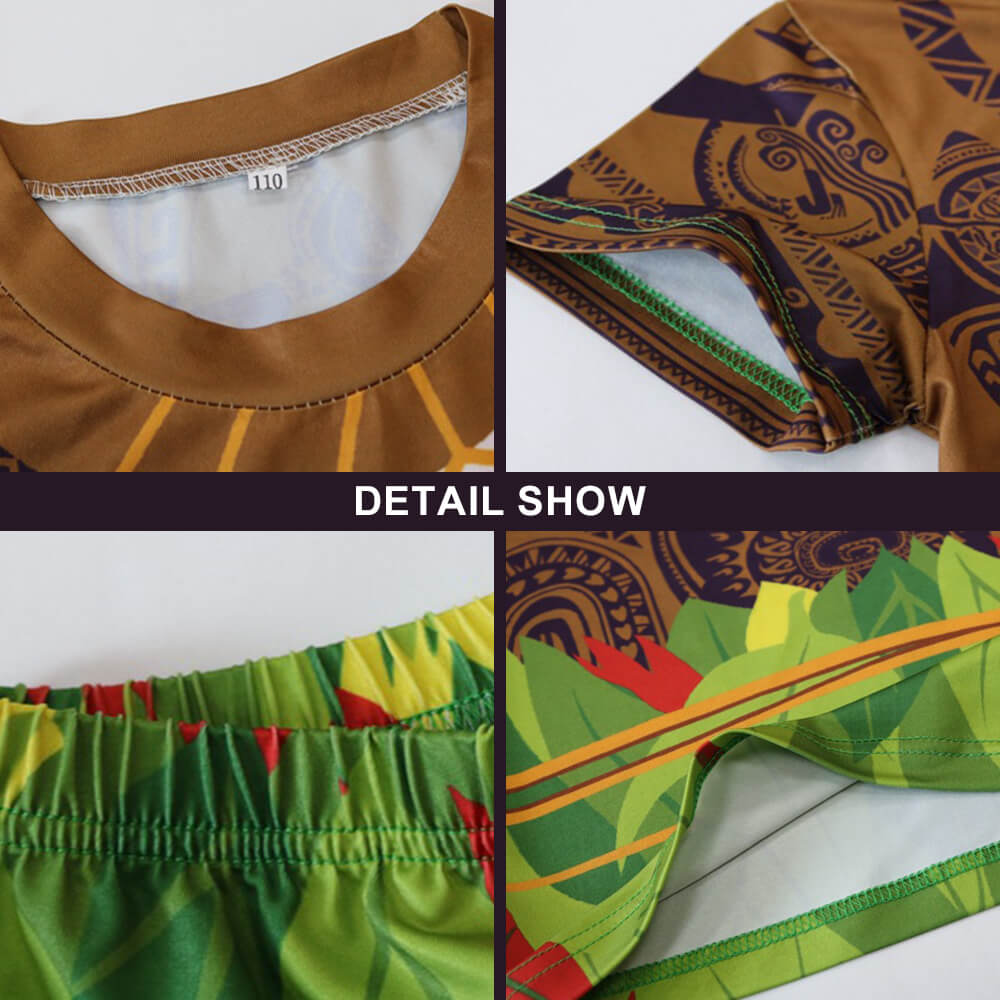 Kids Maui Swimsuit Movie Moana Tattoo Printed Swimwear For Boys 4T-10 Years