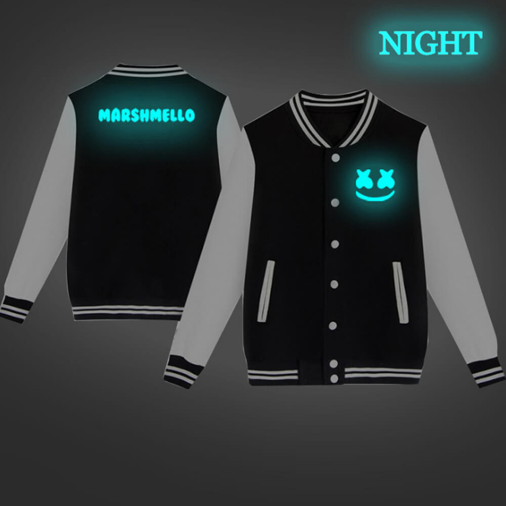 DJ Marshmallow Jacket DJ Rock Smiley Face Baseball Sweatshirts