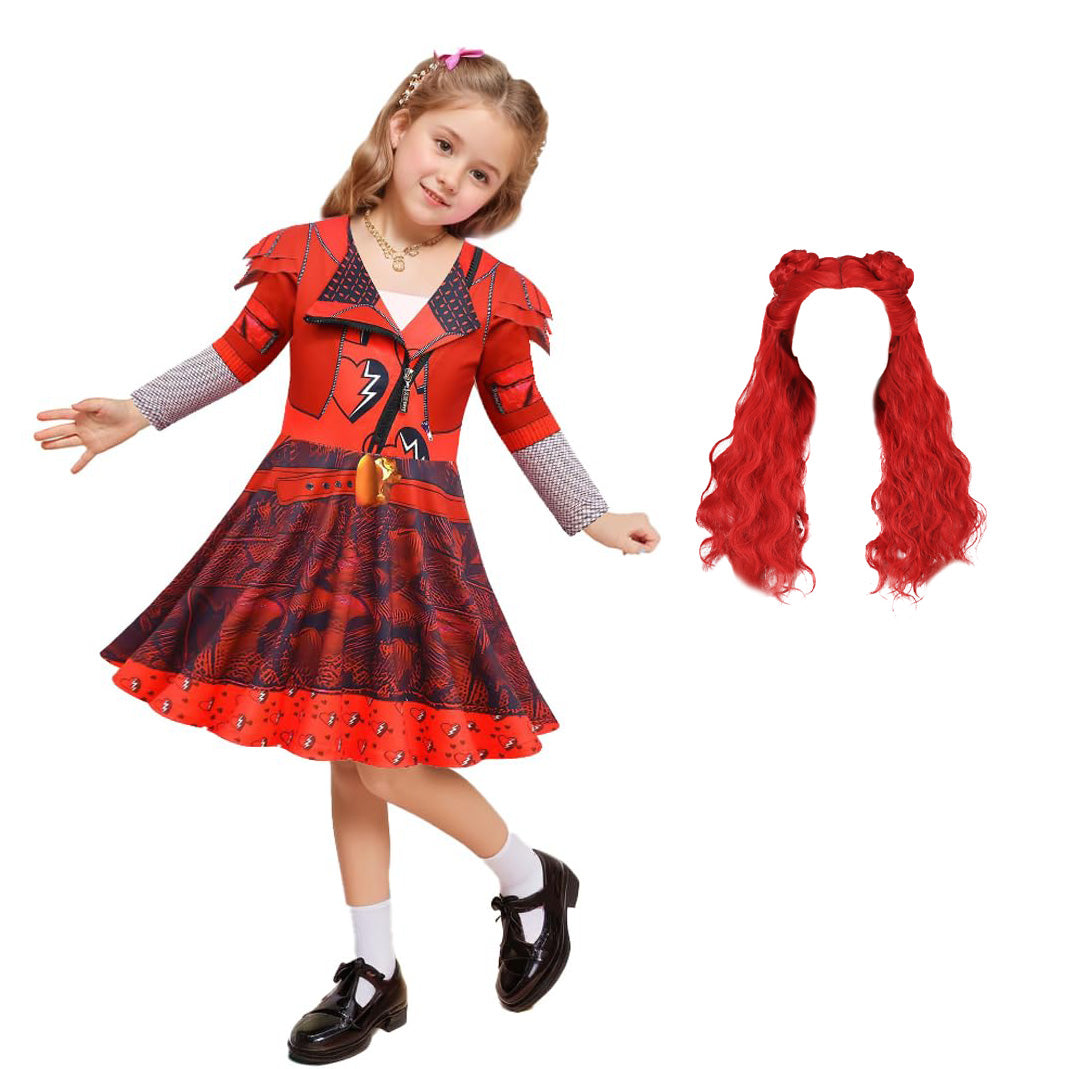 Girls Red Costume The Rise of Red Cosplay Dress Pants and Gloves for Halloween