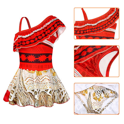 Girls Moana Swimsuits Beautiful Princess Moana Dress Beach Vacation Cosplay Swimwear