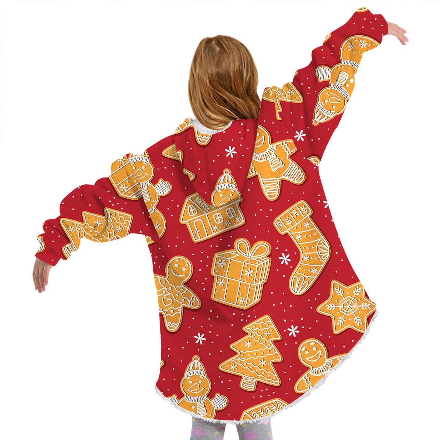 Family Matching Christmas Double Side Wear Hoodie Winter Thick Fleece Warm Pajamas