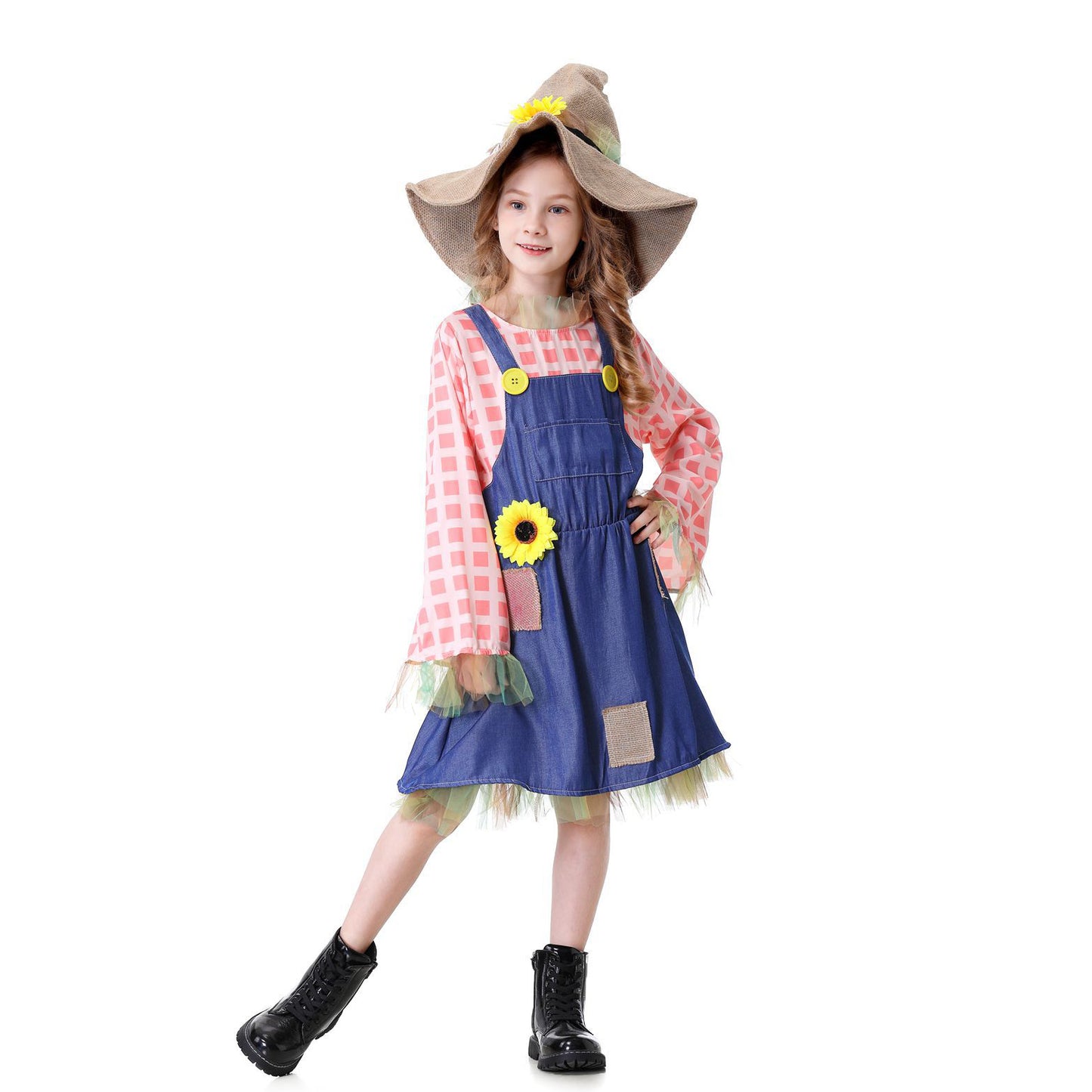 Female Scarecrow Costume Girls and Women Scarecrow Cosplay Outfit Summer Outing Dress