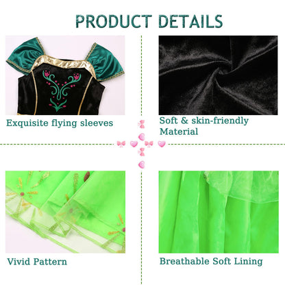 Light-up Princess Anna Coronation Dress Girls Party Princess Dress Up Costume with Accessories
