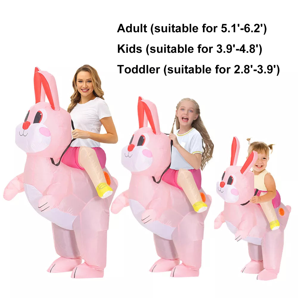 Inflatable Bunny Costume For Adult Kids and Toddler Blow Up Rabbit Costume