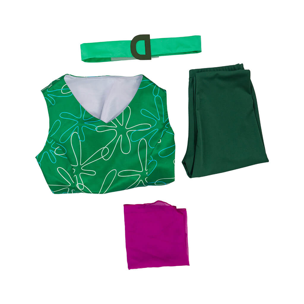 Green Disgust Dress with Matching Leggings and Scarf Adult Sleeveless High Waist Disgust Costume Set