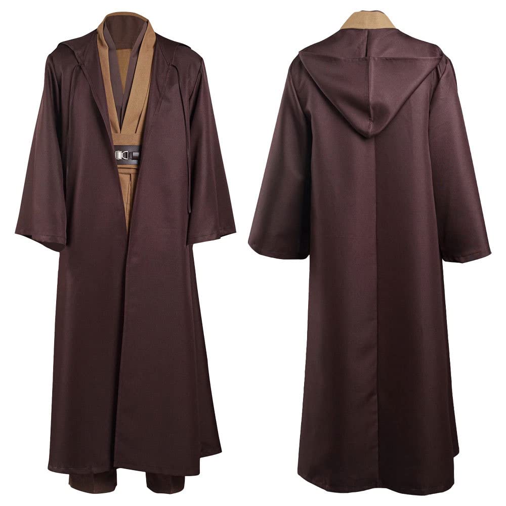 Obi Wan Costume Adult Jedi Tunic Hooded Robe Uniform Full Jedi Cosplay suit