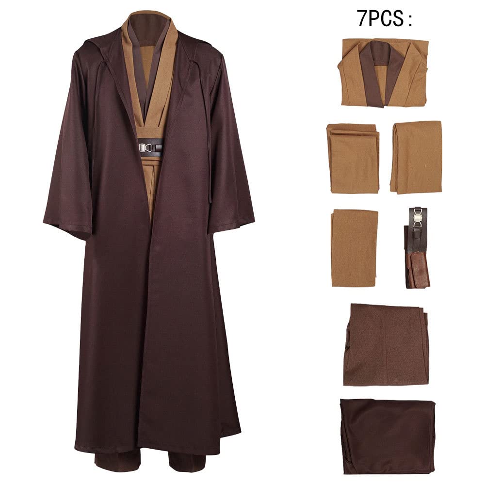 Obi Wan Costume Adult Jedi Tunic Hooded Robe Uniform Full Jedi Cosplay suit