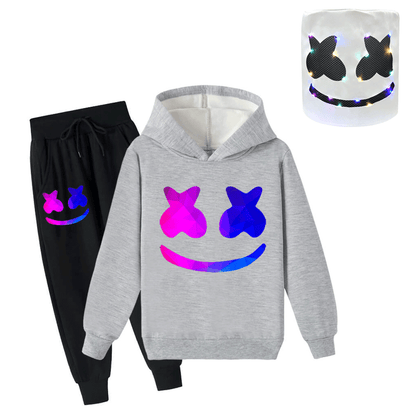 Kids DJ Marshmallow Hoodie Pants Light Up Helmet Multi-color Marsh-Mello Cosplay Outfits