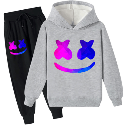 Kids DJ Marshmallow Hoodie Pants Light Up Helmet Multi-color Marsh-Mello Cosplay Outfits
