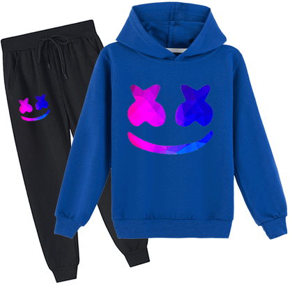 Kids DJ Marshmallow Hoodie Pants Light Up Helmet Multi-color Marsh-Mello Cosplay Outfits