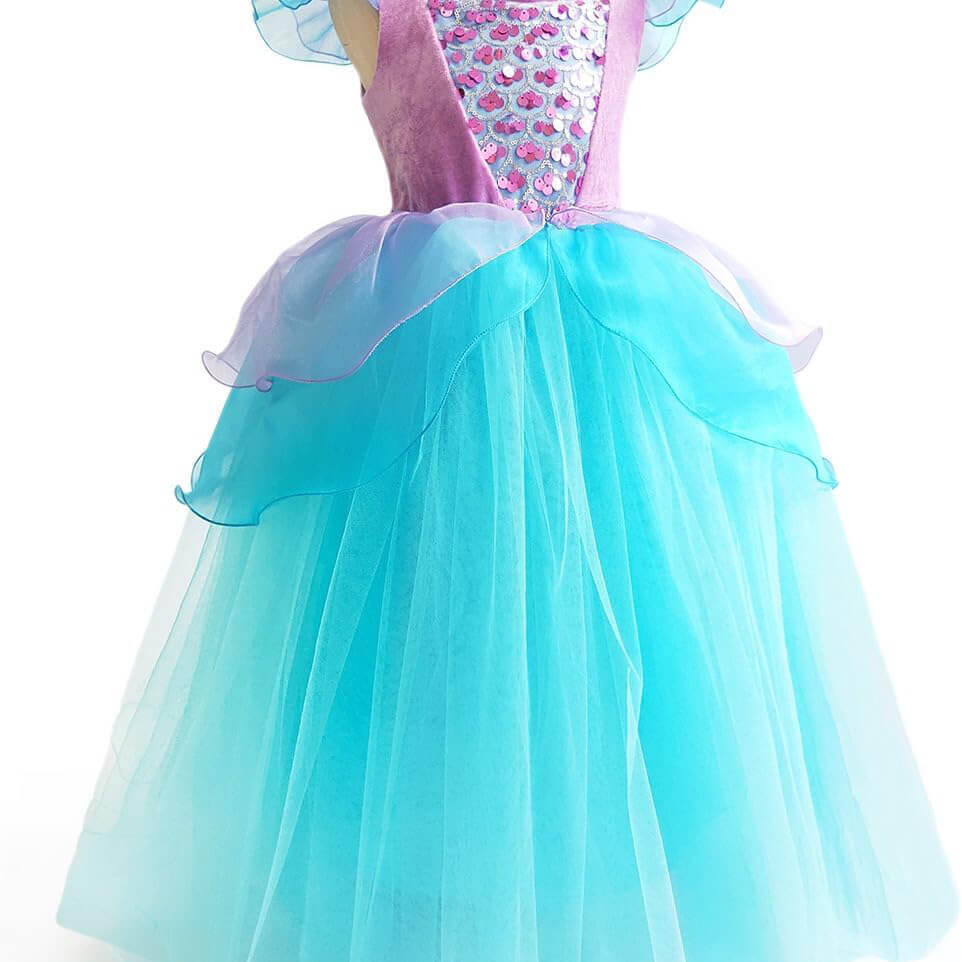 Girls Mermaid Princess Dress With Shiny Sequin Birthday Party Holiday Costume For Age 3-10