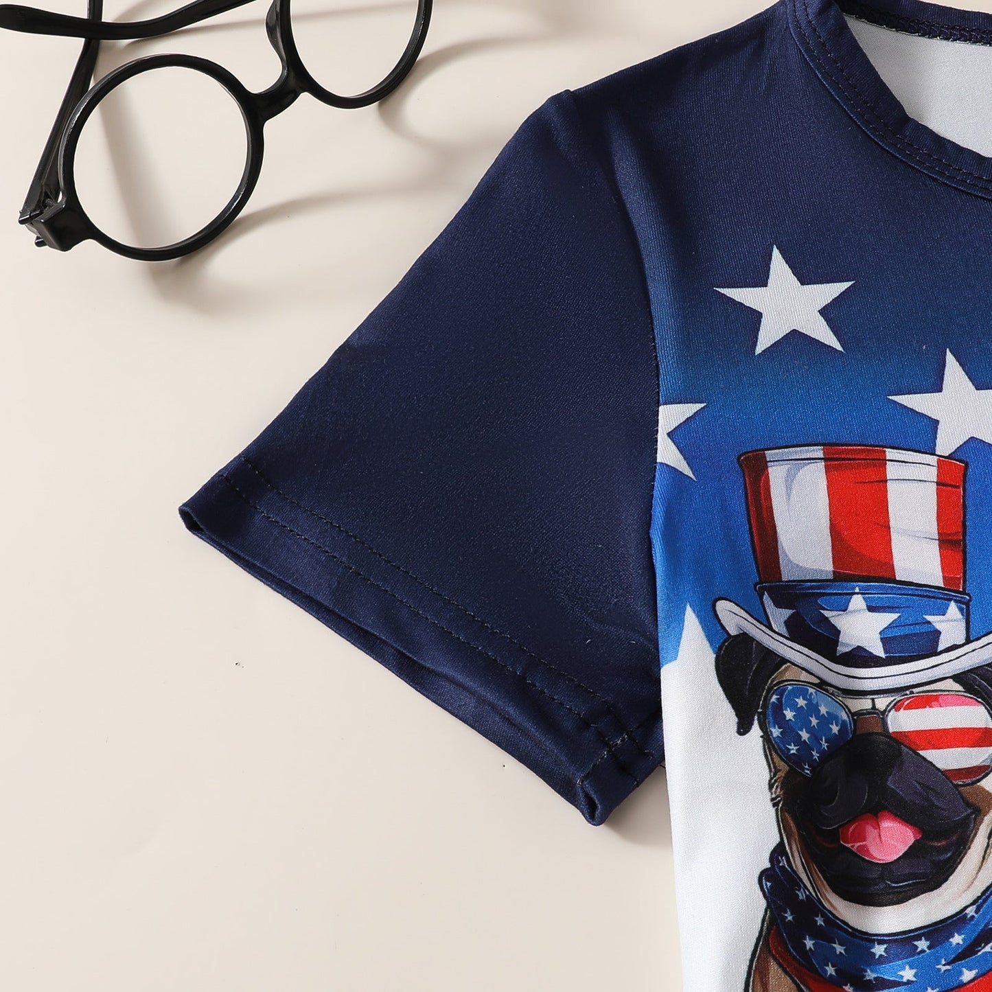 Kids Fourth Of July Dogs T-shirt and Shorts Summer Patriotic Top