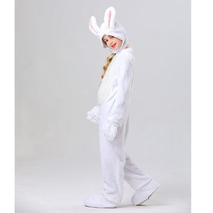 Kids Bunny Costume Unisex Bunny Furry Outfit White/ Grey Bunny Jumpsuit and Headgear
