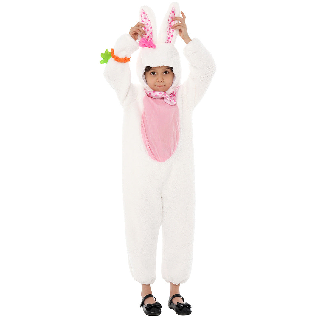 Kids Fuzzy Bunny Costume Cute Rabbit Carrot Easter Bunny Outfit