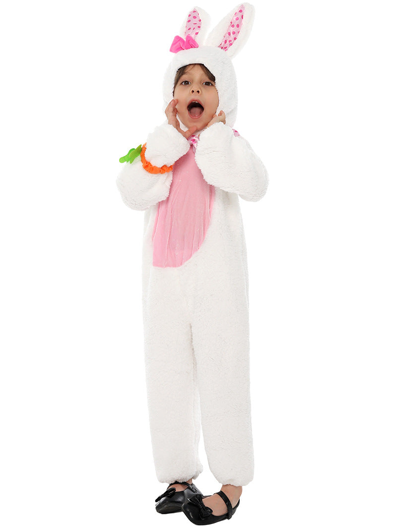 Kids Fuzzy Bunny Costume Cute Rabbit Carrot Easter Bunny Outfit