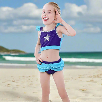 Kids Beach Vacation Swimwear Mermaid Bikini Tops and Bottoms Swim Pool Swimsuits