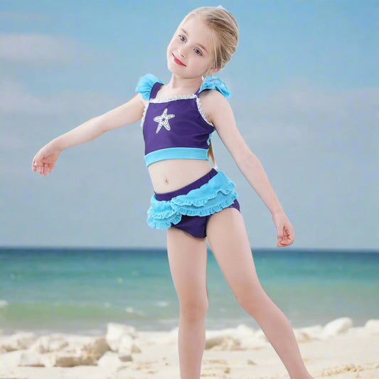Kids Beach Vacation Swimwear Mermaid Bikini Tops and Bottoms Swim Pool Swimsuits