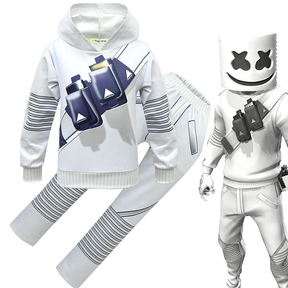Kids DJ Marshmallow Costume Light Ip Helmet Marshmallow DJ Rock Cosplay Outfits