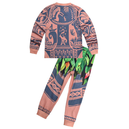 Boys Ocean Adventure Maui Pajamas Set 2-Piece Long Seeve Cartoon Maui Sleepwear