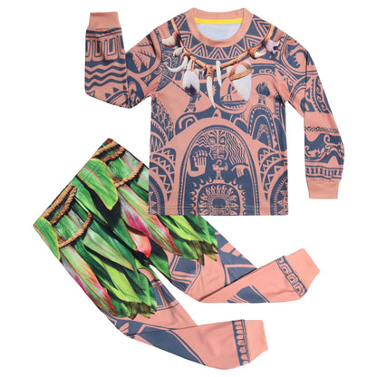 Boys Ocean Adventure Maui Pajamas Set 2-Piece Long Seeve Cartoon Maui Sleepwear