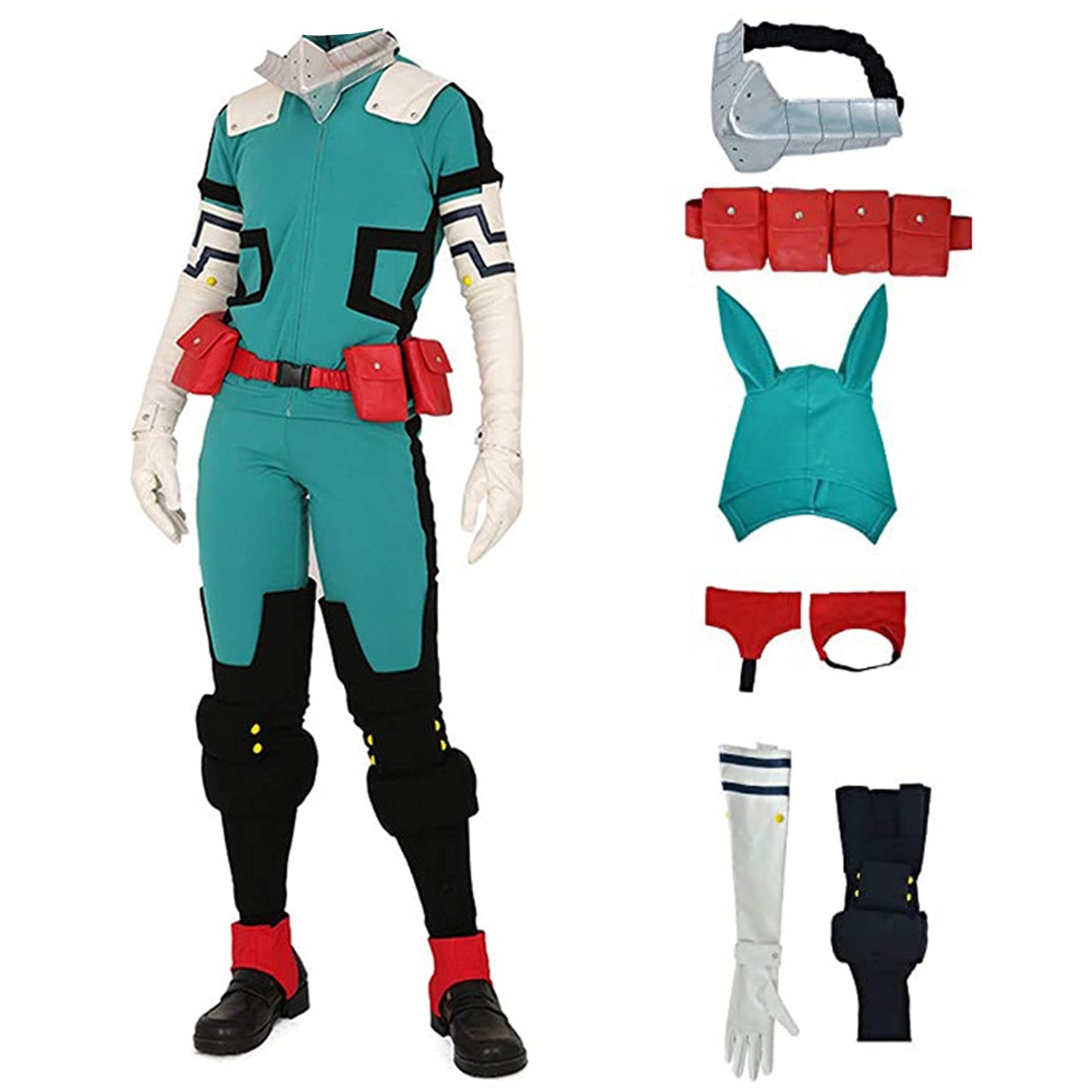 Adult Deku Cosplay Costume Izuku Midoriya Green Combat Suit with Accessories for Halloween Party